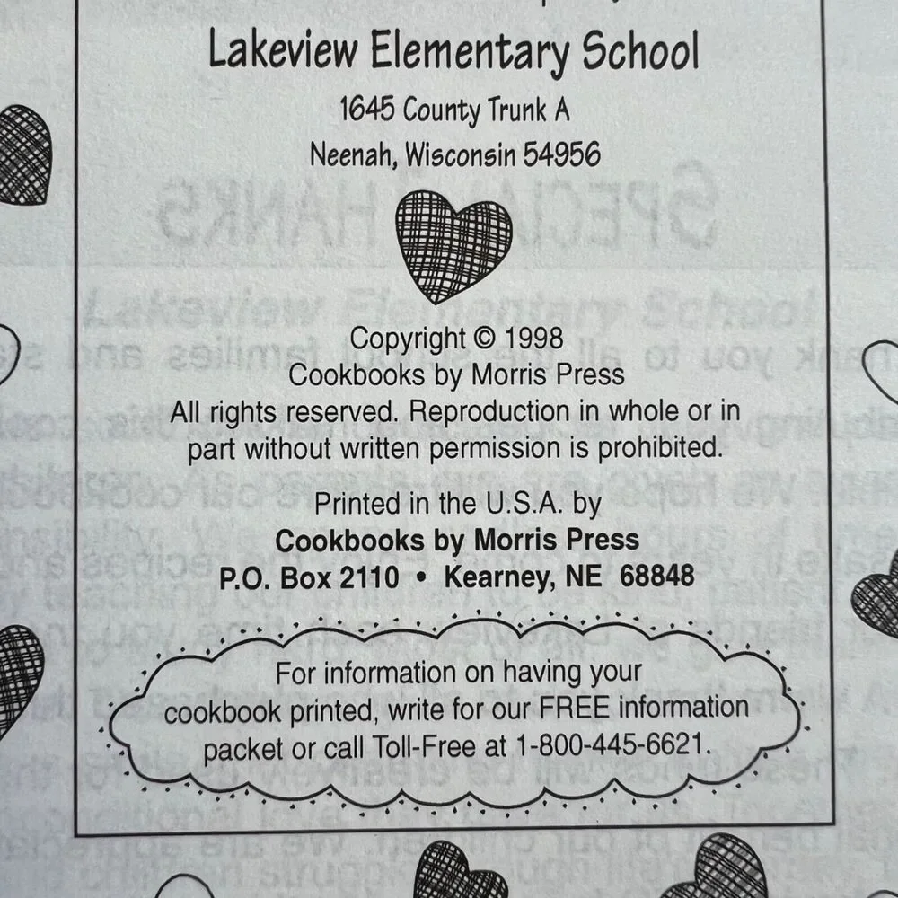 Vintage 1998 Cookbook Making the Grade Recipes from Lakeview Elementary School